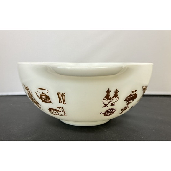 Pyrex Early American Cinderella 443 White Brown 2-1/2 Qt Nesting Mixing Bowl - Picture 2 of 14